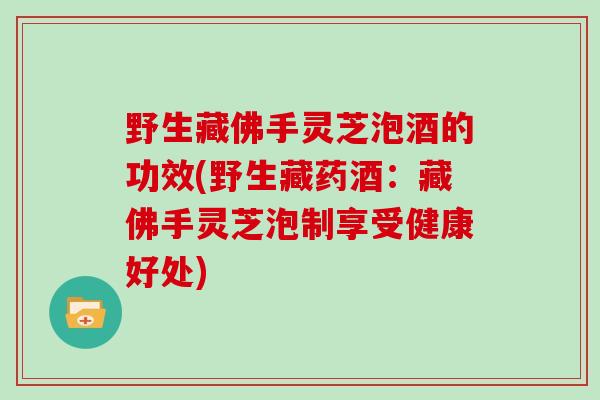 野生藏佛手灵芝泡酒的功效(野生藏药酒：藏佛手灵芝泡制享受健康好处)