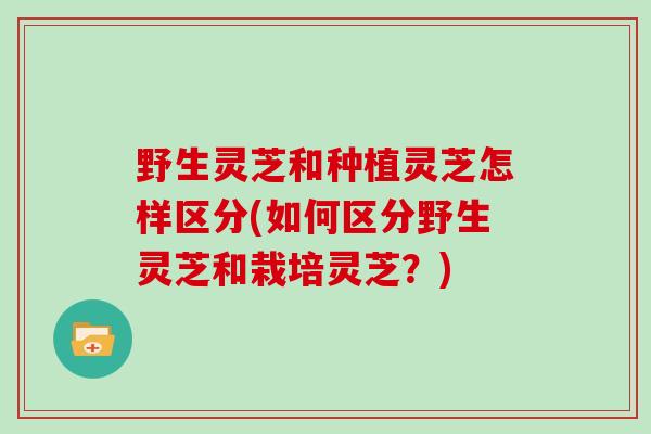 野生灵芝和种植灵芝怎样区分(如何区分野生灵芝和栽培灵芝?)