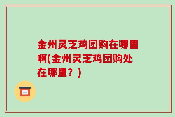 金州灵芝鸡团购在哪里啊(金州灵芝鸡团购处在哪里?)