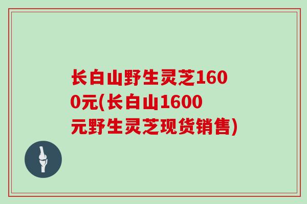 长白山野生灵芝1600元(长白山1600元野生灵芝现货销售)