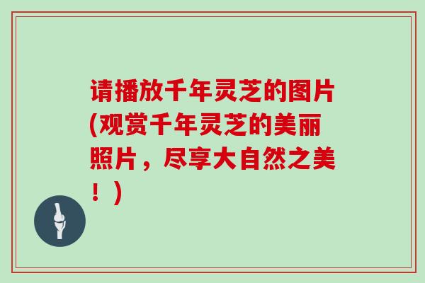 请播放千年灵芝的图片(观赏千年灵芝的美丽照片，尽享大自然之美！)