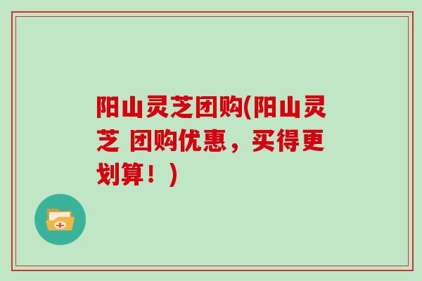 阳山灵芝团购(阳山灵芝 团购优惠,买得更划算!)