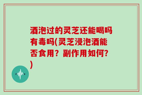 酒泡过的灵芝还能喝吗有毒吗(灵芝浸泡酒能否食用？副作用如何？)