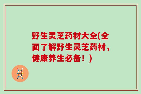 野生灵芝药材大全(全面了解野生灵芝药材,健康养生必备!)