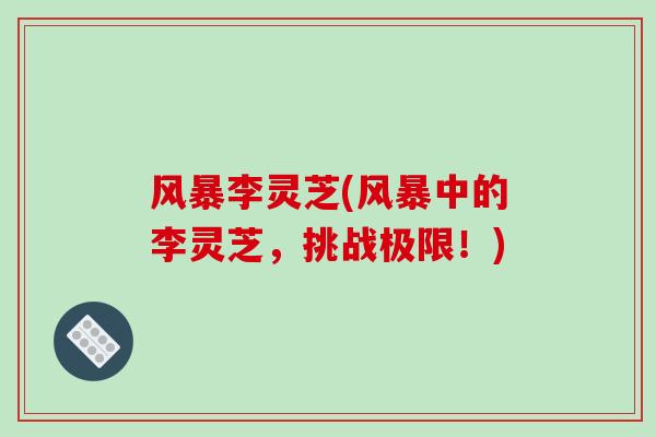 风暴李灵芝(风暴中的李灵芝,挑战极限!)