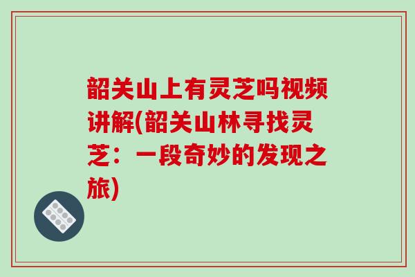 韶关山上有灵芝吗视频讲解(韶关山林寻找灵芝:一段奇妙的发现之旅)