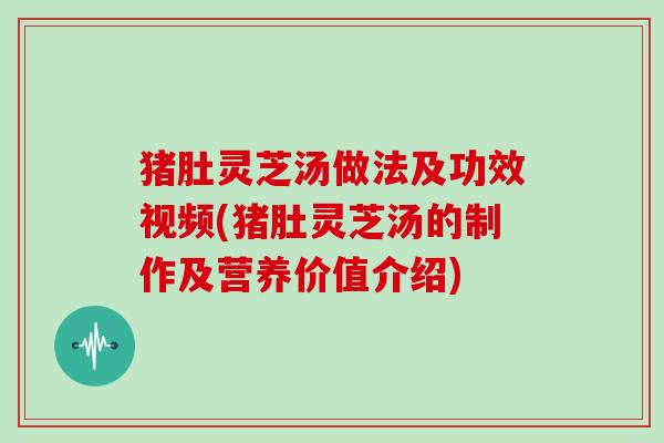 猪肚灵芝汤做法及功效视频(猪肚灵芝汤的制作及营养价值介绍)