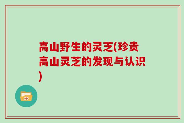 高山野生的灵芝(珍贵高山灵芝的发现与认识)