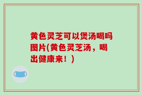 黄色灵芝可以煲汤喝吗图片(黄色灵芝汤,喝出健康来!)