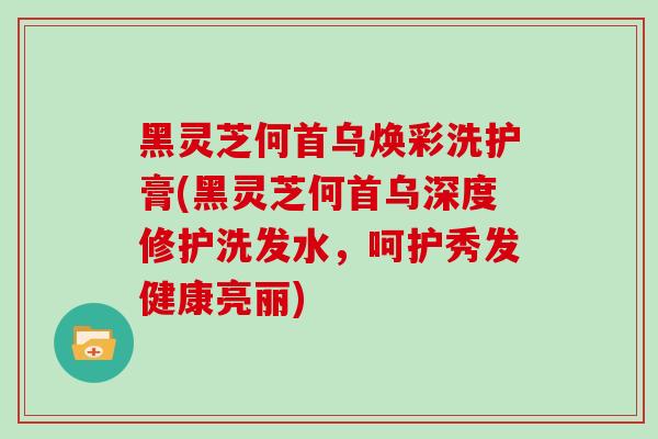 黑灵芝何首乌焕彩洗护膏(黑灵芝何首乌深度修护洗发水,呵护秀发健康亮丽)