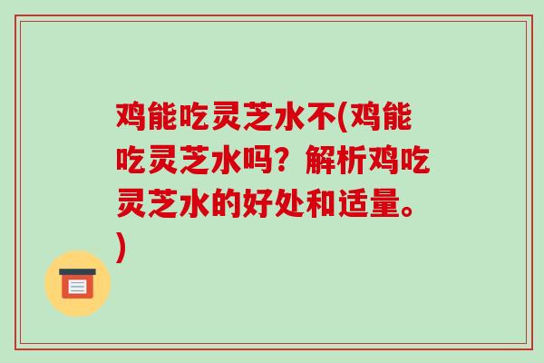 鸡能吃灵芝水不(鸡能吃灵芝水吗?解析鸡吃灵芝水的好处和适量。)