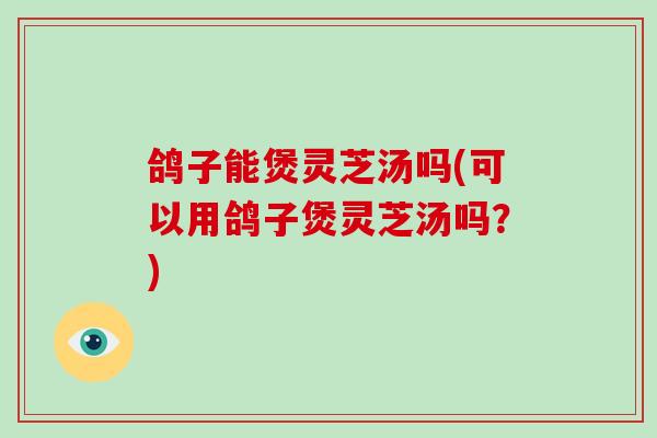 鸽子能煲灵芝汤吗(可以用鸽子煲灵芝汤吗?)
