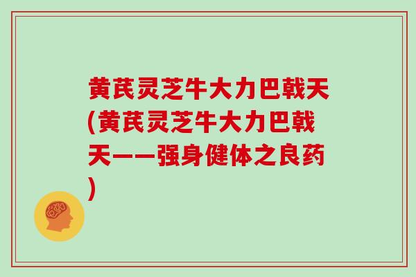 黄芪灵芝牛大力巴戟天(黄芪灵芝牛大力巴戟天——强身健体之良药)