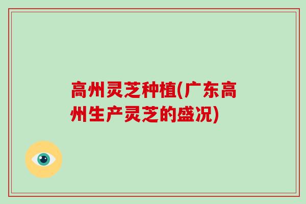 高州灵芝种植(广东高州生产灵芝的盛况)