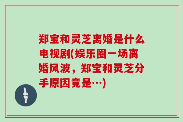郑宝和灵芝离婚是什么电视剧(娱乐圈一场离婚风波,郑宝和灵芝分手原因竟是…)