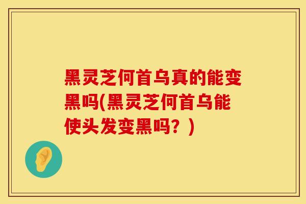 黑灵芝何首乌真的能变黑吗(黑灵芝何首乌能使头发变黑吗?)