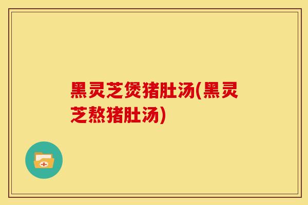 黑灵芝煲猪肚汤(黑灵芝熬猪肚汤)