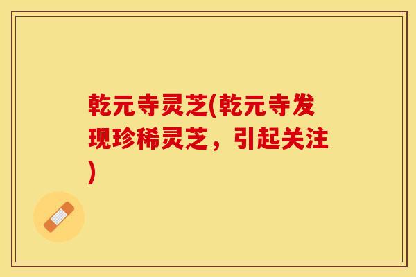 乾元寺灵芝(乾元寺发现珍稀灵芝,引起关注)