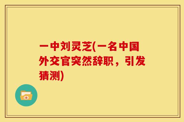 一中刘灵芝(一名中国外交官突然辞职,引发猜测)