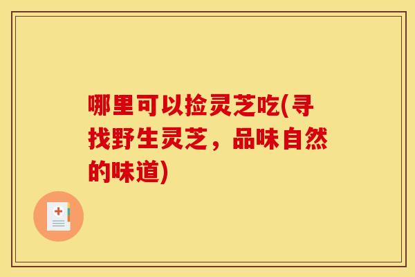 哪里可以捡灵芝吃(寻找野生灵芝，品味自然的味道)