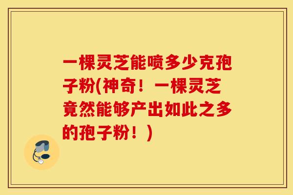 一棵灵芝能喷多少克孢子粉(神奇！一棵灵芝竟然能够产出如此之多的孢子粉！)