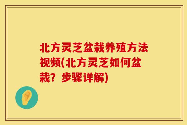 北方灵芝盆栽养殖方法视频(北方灵芝如何盆栽？步骤详解)