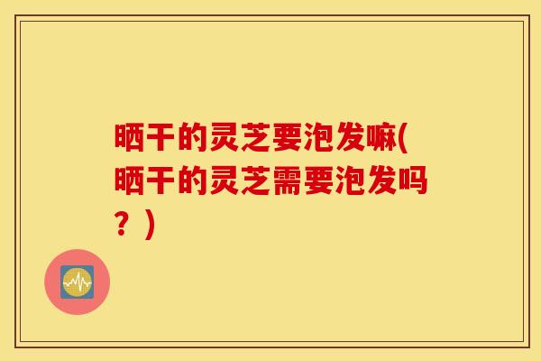 晒干的灵芝要泡发嘛(晒干的灵芝需要泡发吗?)