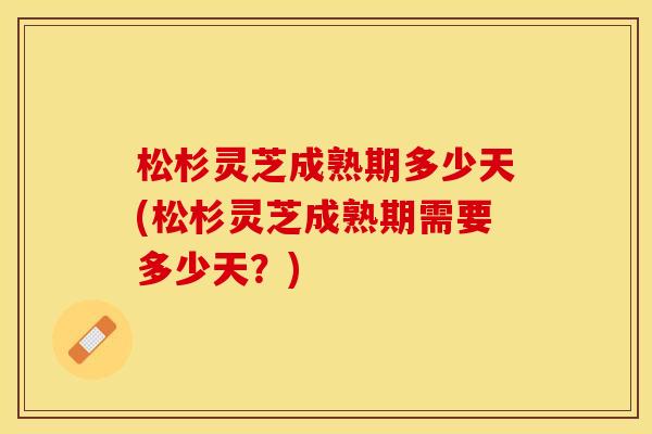 松杉灵芝成熟期多少天(松杉灵芝成熟期需要多少天?)