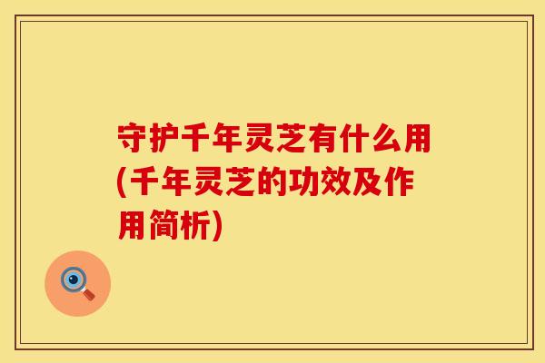 守护千年灵芝有什么用(千年灵芝的功效及作用简析)