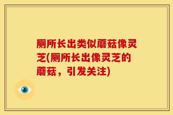 厕所长出类似蘑菇像灵芝(厕所长出像灵芝的蘑菇,引发关注)