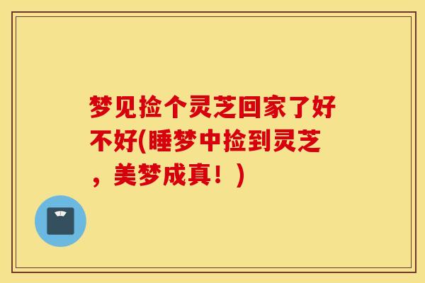 梦见捡个灵芝回家了好不好(睡梦中捡到灵芝,美梦成真!)