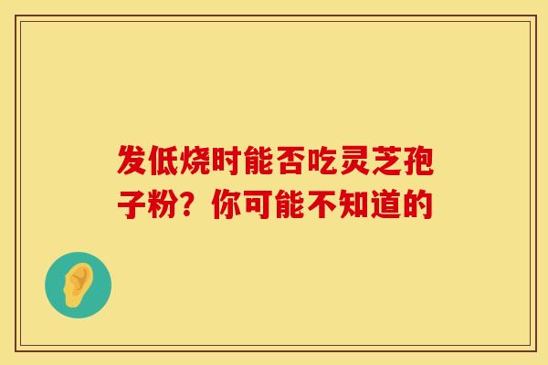 发低烧时能否吃灵芝孢子粉？你可能不知道的
