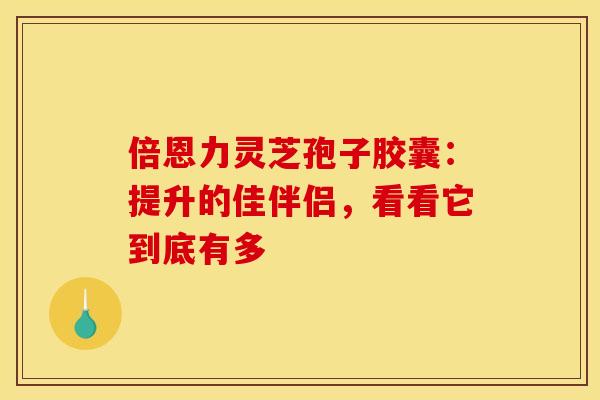 倍恩力灵芝孢子胶囊：提升的佳伴侣，看看它到底有多