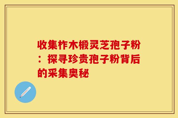 收集柞木椴灵芝孢子粉：探寻珍贵孢子粉背后的采集奥秘
