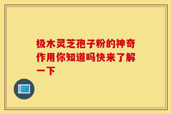 极木灵芝孢子粉的神奇作用你知道吗快来了解一下